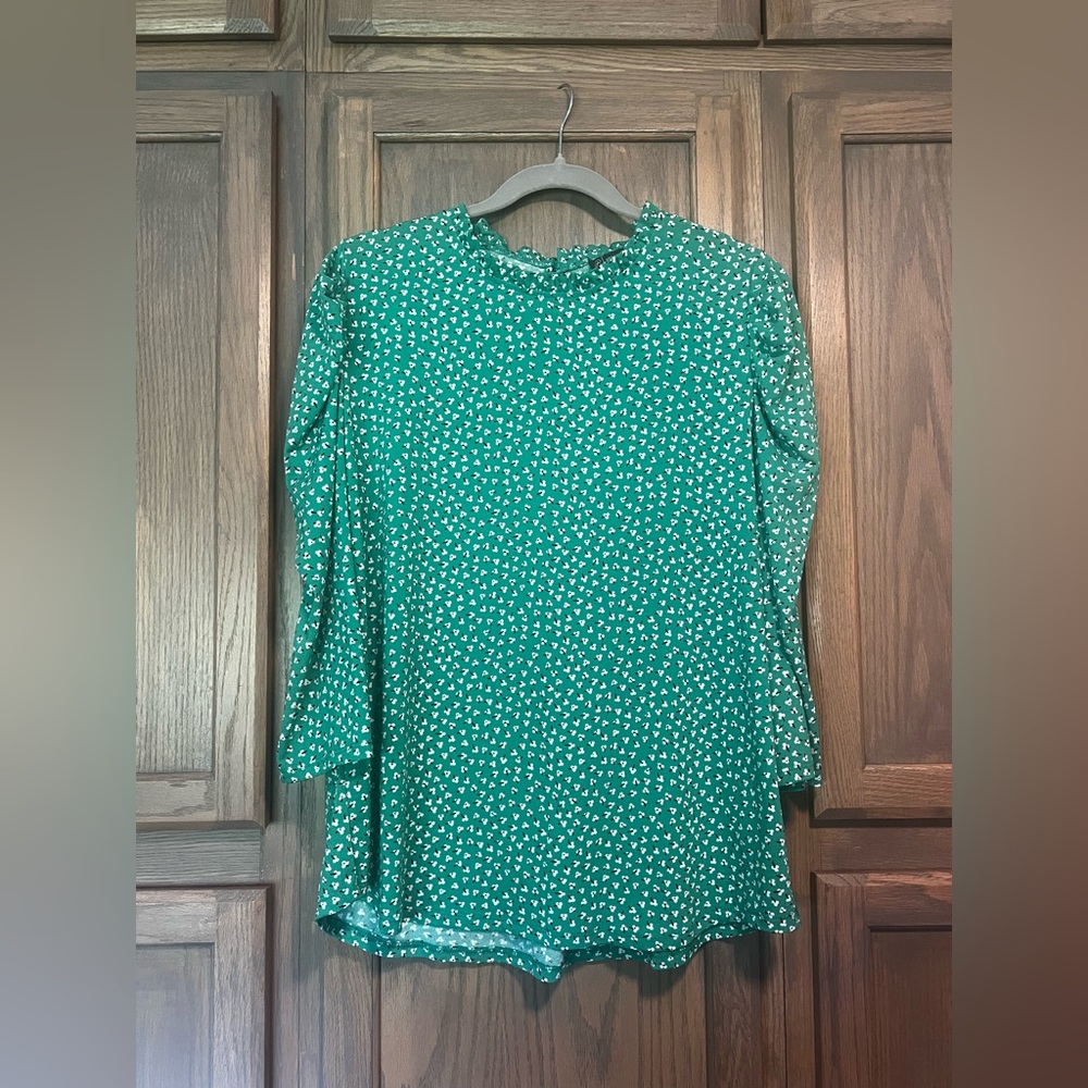 Adrianna Papell Green Floral Blouse